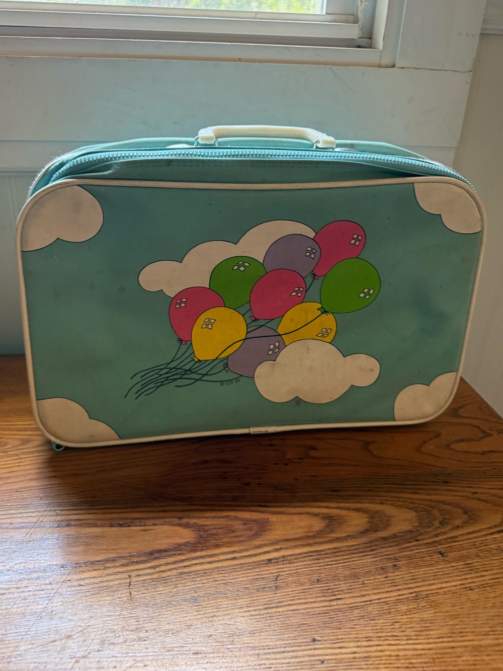 Vintage Teal Balloon Suitcase